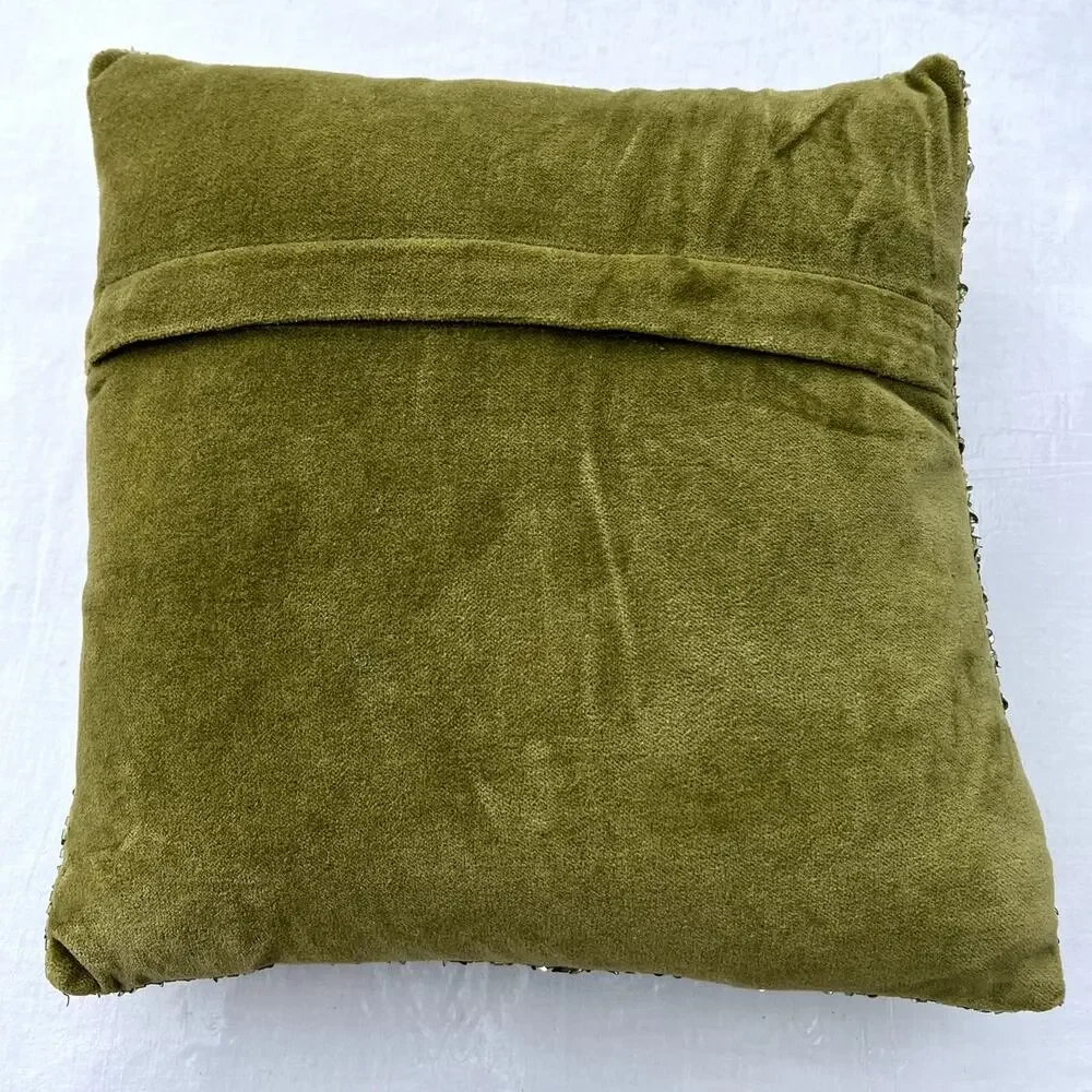 Festive Pillow Lot 2 Crate & Barrel Pier 1 Beaded Jingle Bells Removable Covers